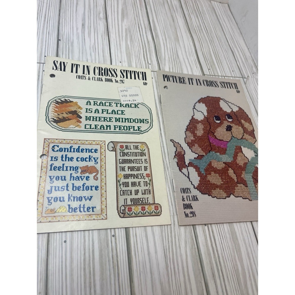 2 Vintage Coats & Clark Book Number 297  & 298 Cross Stitch Patterns 1981